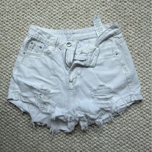 White Distressed Shorts